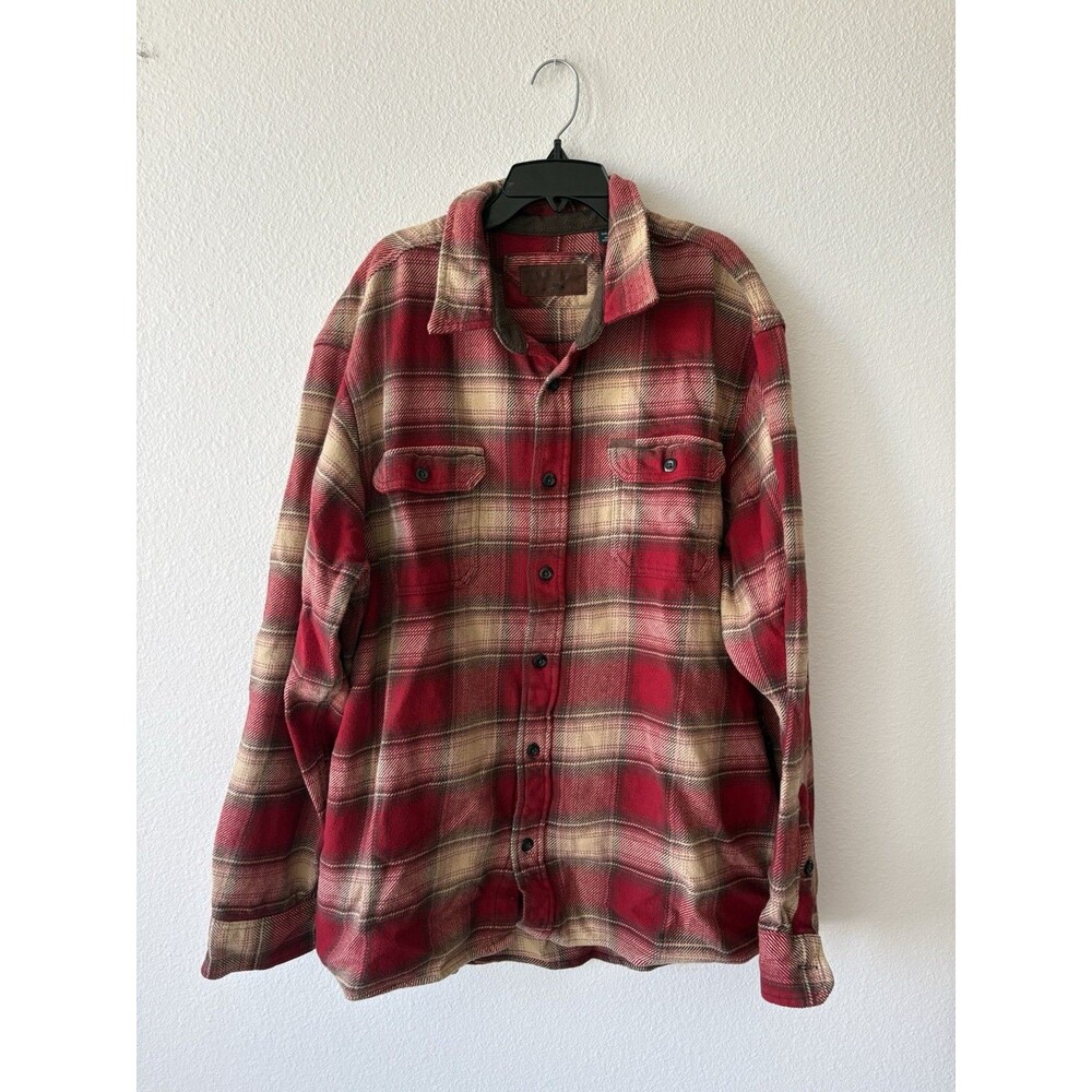 ORVIS Men's Heavyweight Flannel Button Down Shirt Red Plaid Outdoor Winter XXL